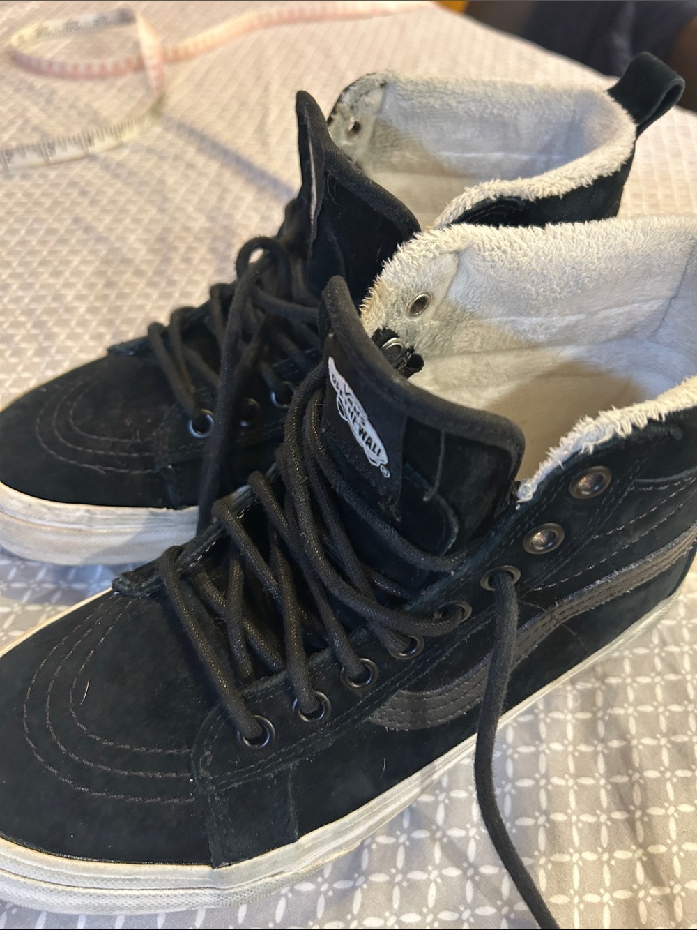 Vans Men’s Black High-Top Suede Sneakers with White Inner Lining